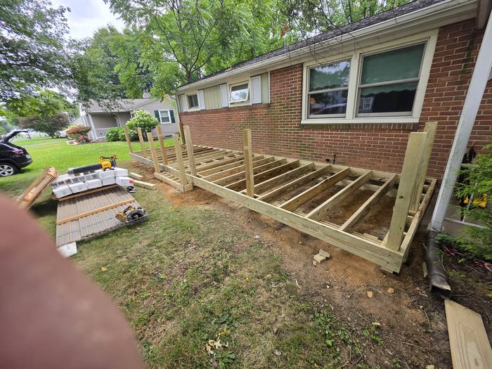 Deck joist framing viewed along the length of the structure — Richland, PA